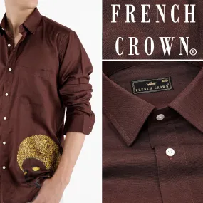 Bistre Brown Hand Painted Luxurious Linen Designer Shirt