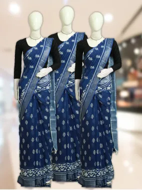 Indigo Linen Dresscode Saree with Batik Design - ₹608