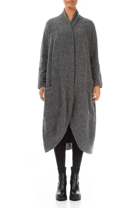 Long Open Grey Wool Cardigan