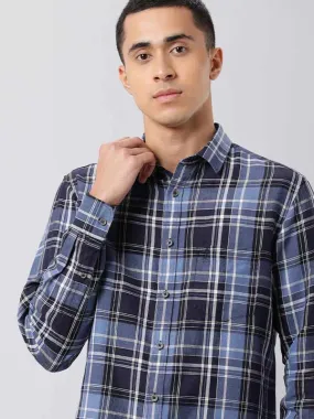 Men Checked Full Sleeve Linen Blend Shirt