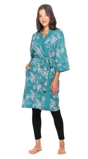 Organic Cotton Bathrobe - aqua