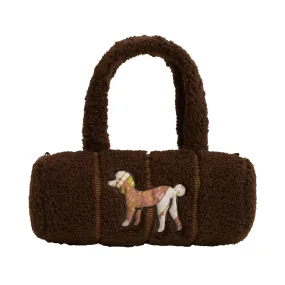 "Pan Pan" Cylinder Shearling Bag - Chocolate